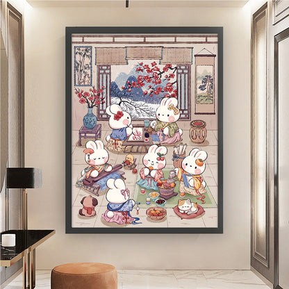 Winter Elegance Rabbit - 11CT Stamped Cross Stitch 55*70CM (Mona Lisa Brand)