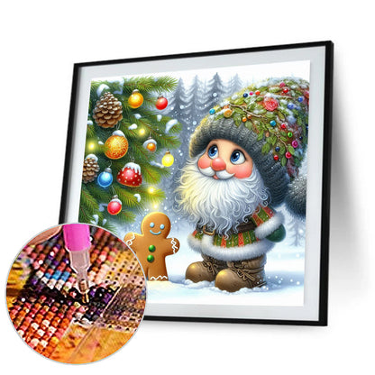 Gnome And Christmas Tree - Full Round Drill Diamond Painting 40*40CM