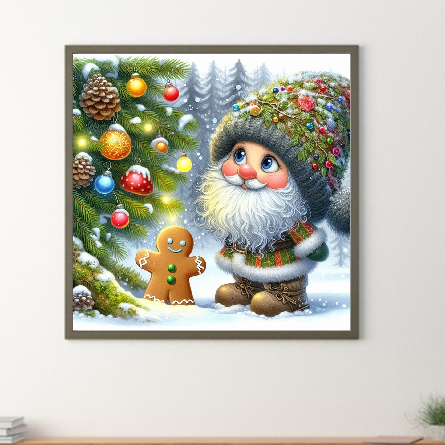Gnome And Christmas Tree - Full Round Drill Diamond Painting 40*40CM