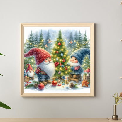 Gnome And Christmas Tree - Full Round Drill Diamond Painting 40*40CM