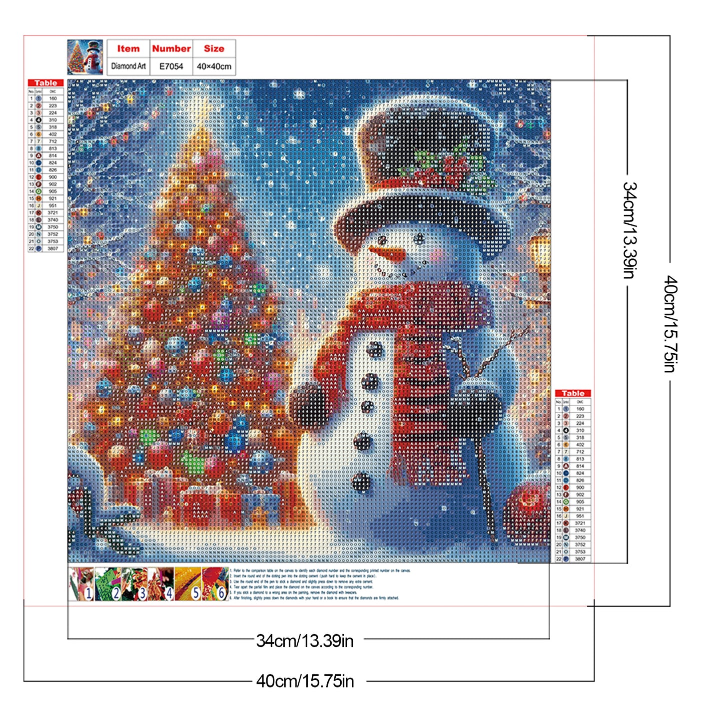 Snowman Christmas Tree - Full Round Drill Diamond Painting 40*40CM