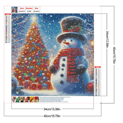Snowman Christmas Tree - Full Round Drill Diamond Painting 40*40CM
