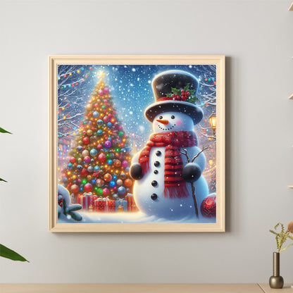 Snowman Christmas Tree - Full Round Drill Diamond Painting 40*40CM
