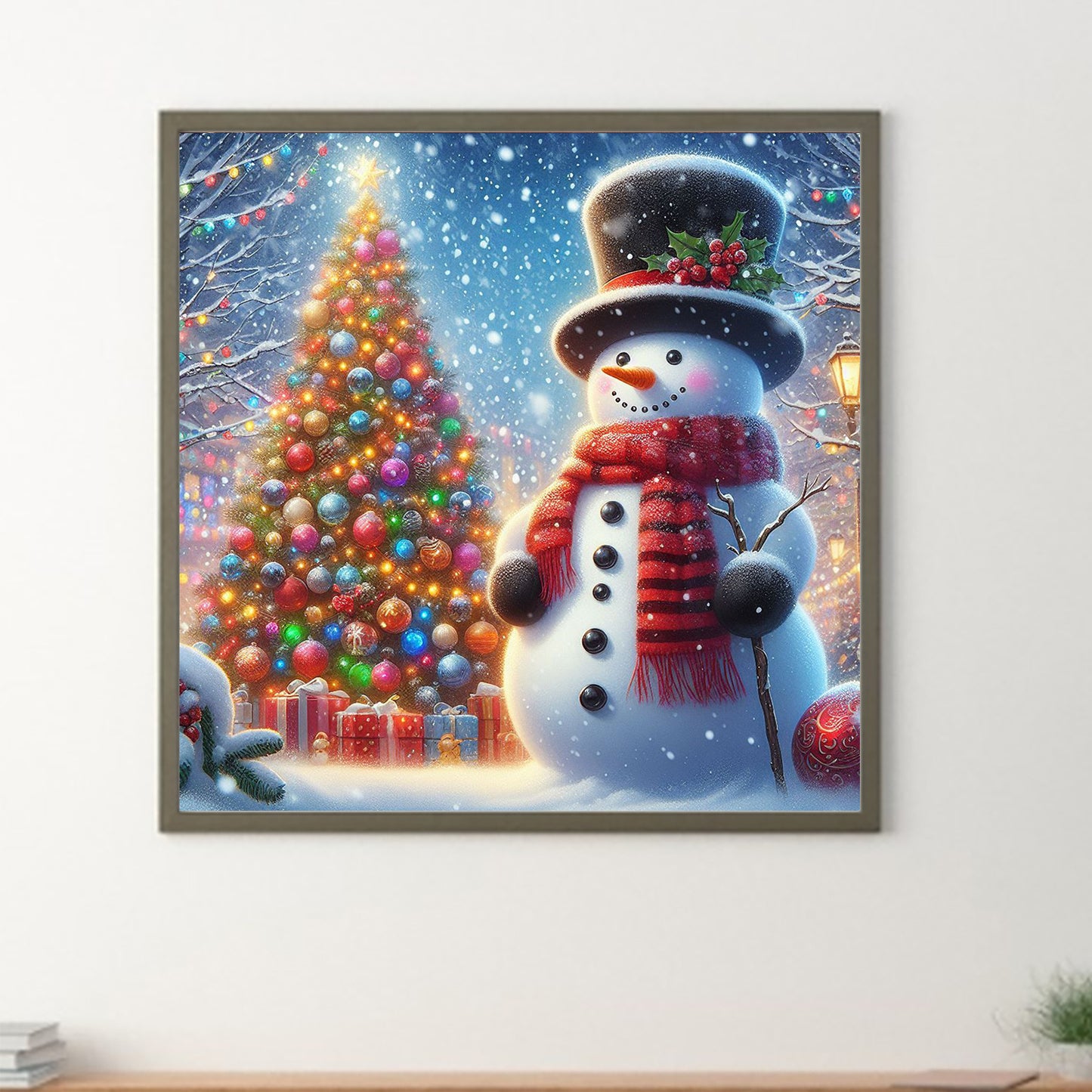 Snowman Christmas Tree - Full Round Drill Diamond Painting 40*40CM