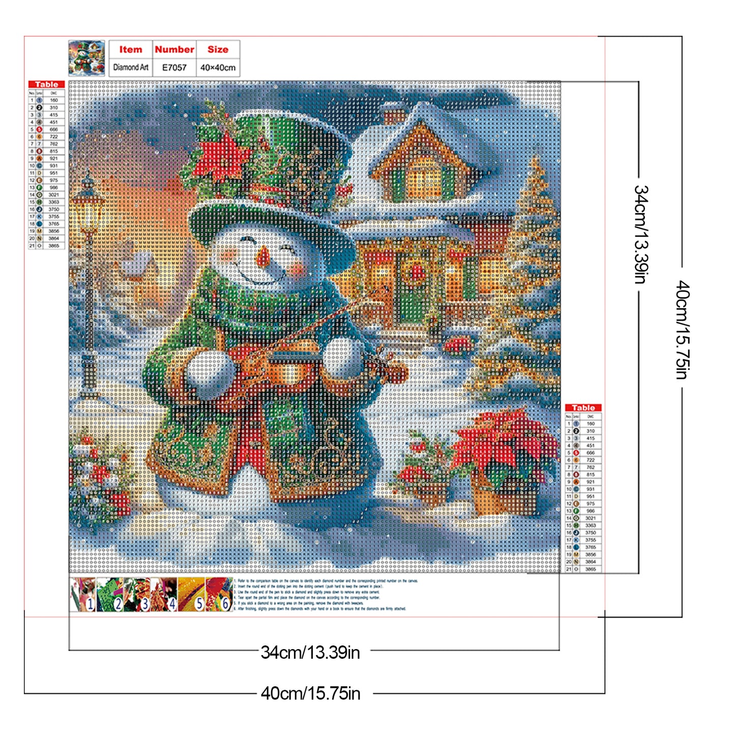 Snowman And Cottage - Full Round Drill Diamond Painting 40*40CM