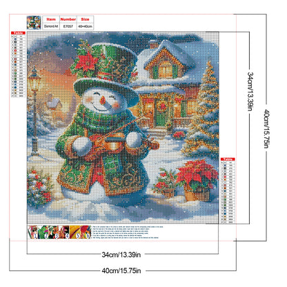 Snowman And Cottage - Full Round Drill Diamond Painting 40*40CM
