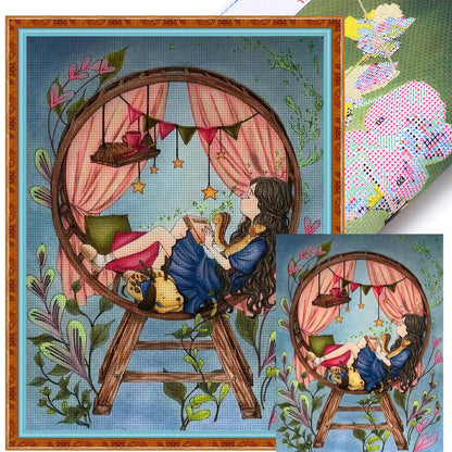 Forest Girl Diary - 11CT Stamped Cross Stitch 58*74CM (Egyptian cotton)(Xiaobai)