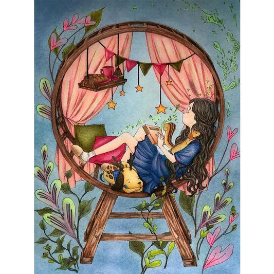 Forest Girl Diary - 11CT Stamped Cross Stitch 58*74CM (Egyptian cotton)(Xiaobai)