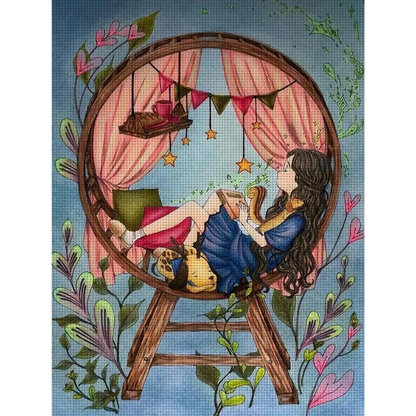 Forest Girl Diary - 11CT Stamped Cross Stitch 58*74CM (Egyptian cotton)(Xiaobai)