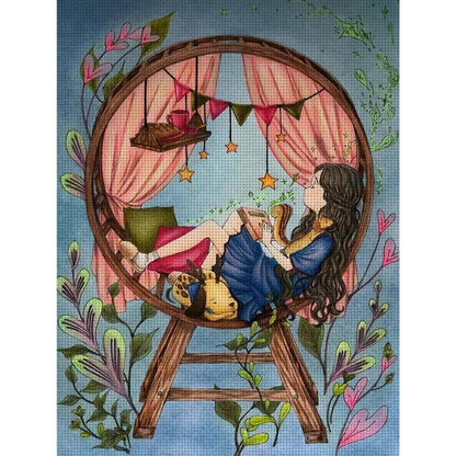 Forest Girl Diary - 11CT Stamped Cross Stitch 58*74CM (Egyptian cotton)(Xiaobai)