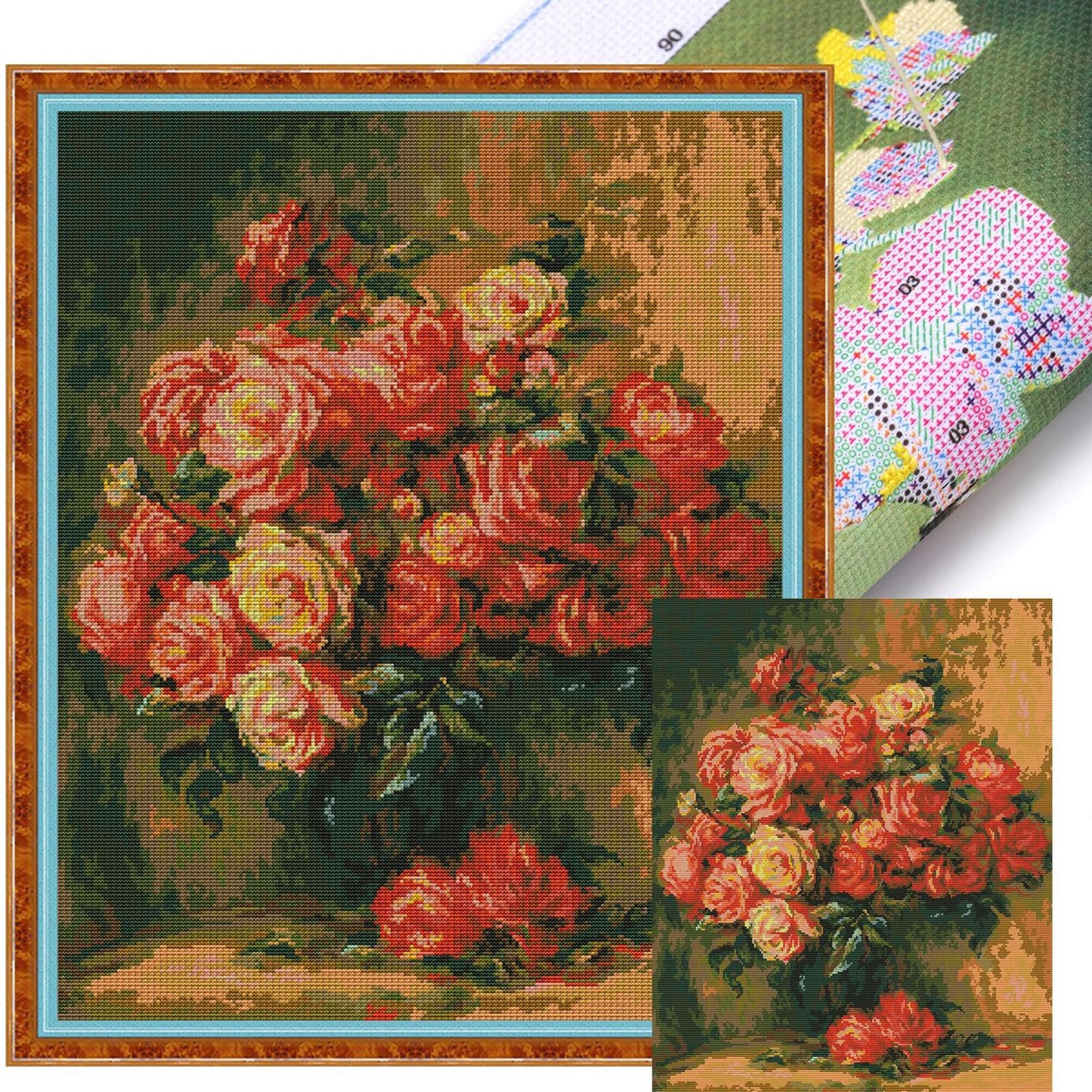 Bouquet Of Roses - 14CT Stamped Cross Stitch 48*56CM(Joy Sunday)
