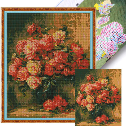 Bouquet Of Roses - 14CT Stamped Cross Stitch 48*56CM(Joy Sunday)