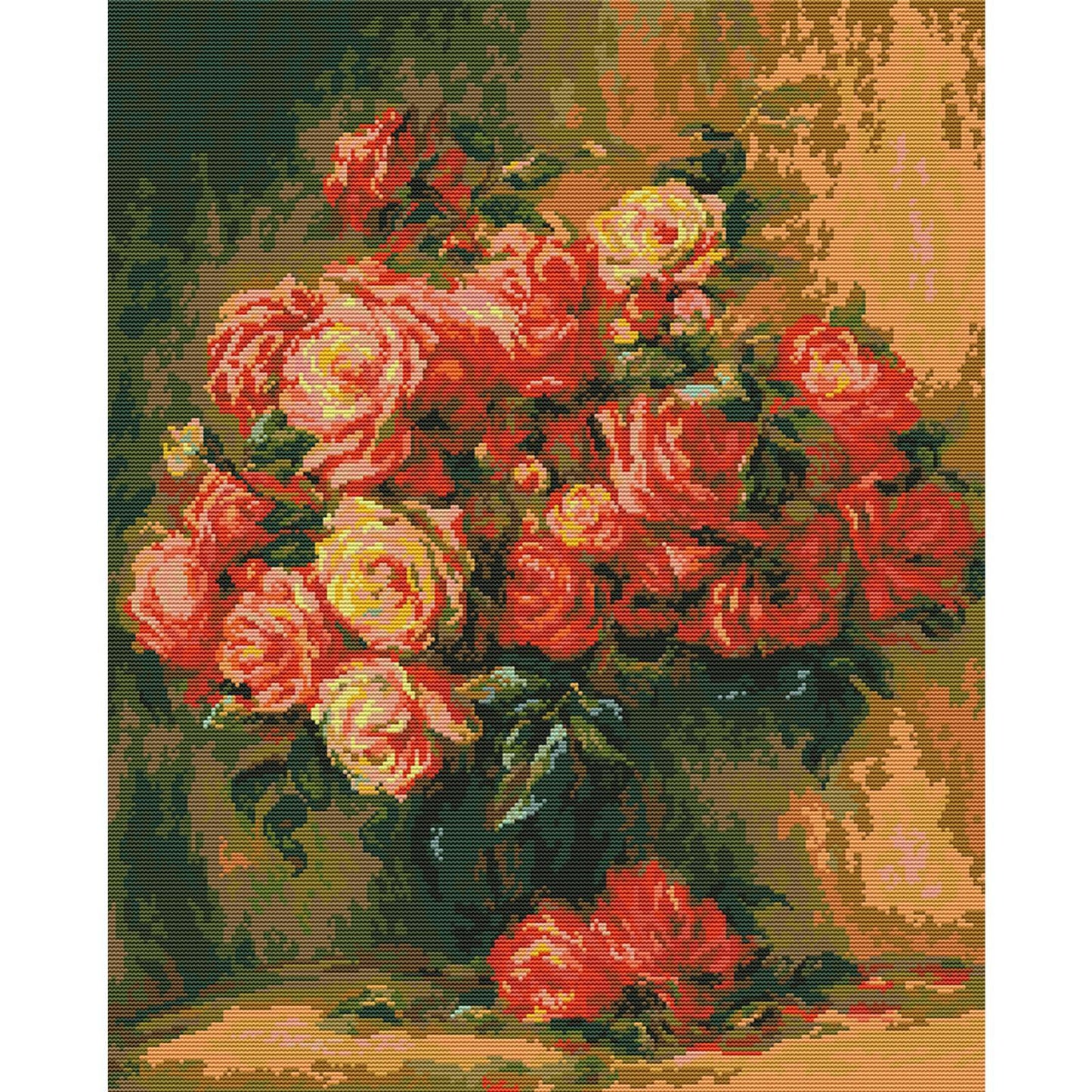 Bouquet Of Roses - 14CT Stamped Cross Stitch 48*56CM(Joy Sunday)