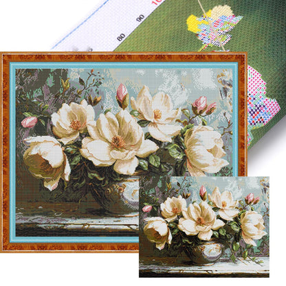 Mysterious Magnolia - 14CT Stamped Cross Stitch 56*44CM(Joy Sunday)