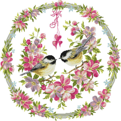Bird And Flower Wreath Frame - 14CT Stamped Cross Stitch 48*48CM(Joy Sunday)
