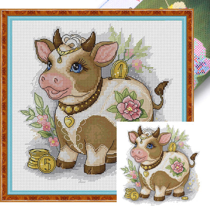 Lucky Ox - 14CT Stamped Cross Stitch 29*29CM(Joy Sunday)