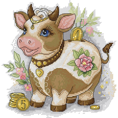 Lucky Ox - 14CT Stamped Cross Stitch 29*29CM(Joy Sunday)