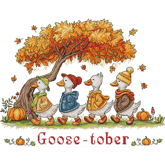 Autumn Geese - 14CT Stamped Cross Stitch 46*37CM(Joy Sunday)