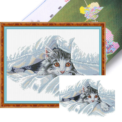 A Peek Through The Frame - 14CT Stamped Cross Stitch 34*28CM(Joy Sunday)