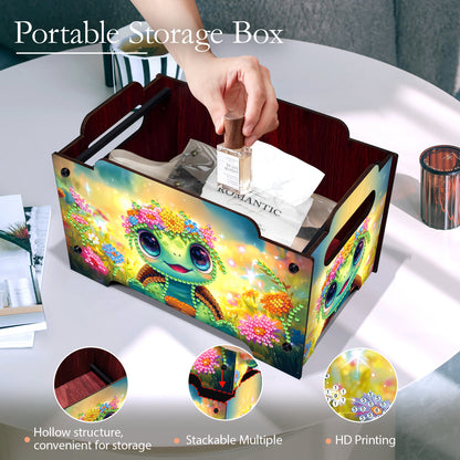 5D DIY Diamond Painting Art Decorative Storage Box Wood Storage Clutch (Turtle)