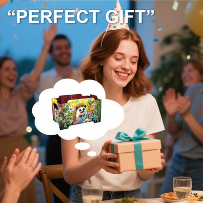 5D DIY Diamond Painting Decorative Storage Box Wood Storage Clutch (Hedgehog)