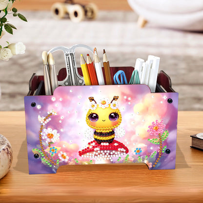5D DIY Diamond Painting Art Decorative Storage Box Wood Storage Clutch (Bee)