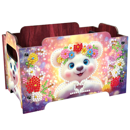 5D DIY Diamond Painting Art Decorative Storage Box Wood Storage Clutch (Bear)
