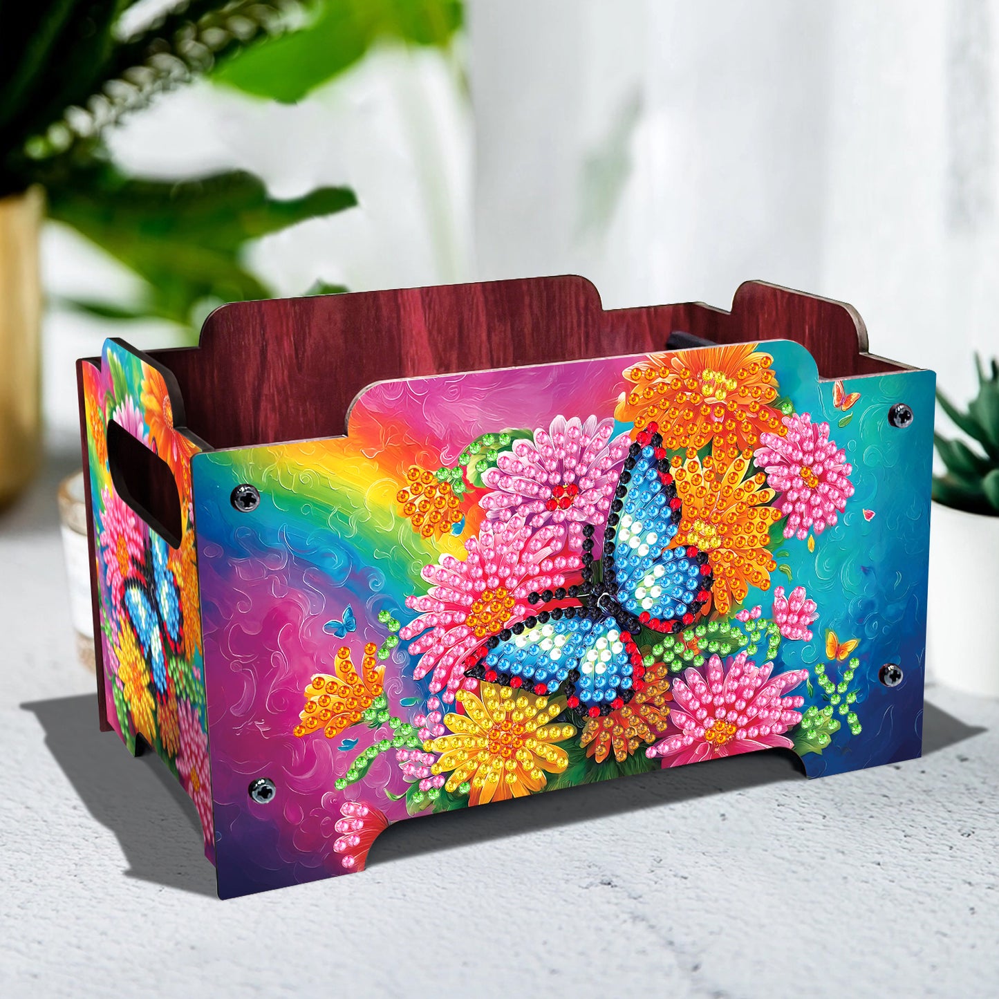 5D DIY Diamond Painting Decorative Storage Box Wood Storage Clutch (Butterfly)