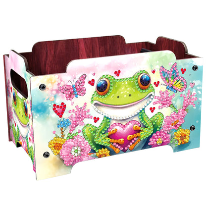 5D DIY Diamond Painting Art Decorative Storage Box Wood Storage Clutch (Frog)