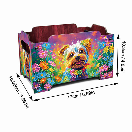 5D DIY Diamond Painting Art Decorative Storage Box Wood Storage Clutch (Dog)