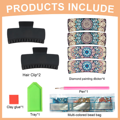 2Pcs Mandala DIY Diamond Hair Claw Clips Making Kit for Women Ladies   Girls