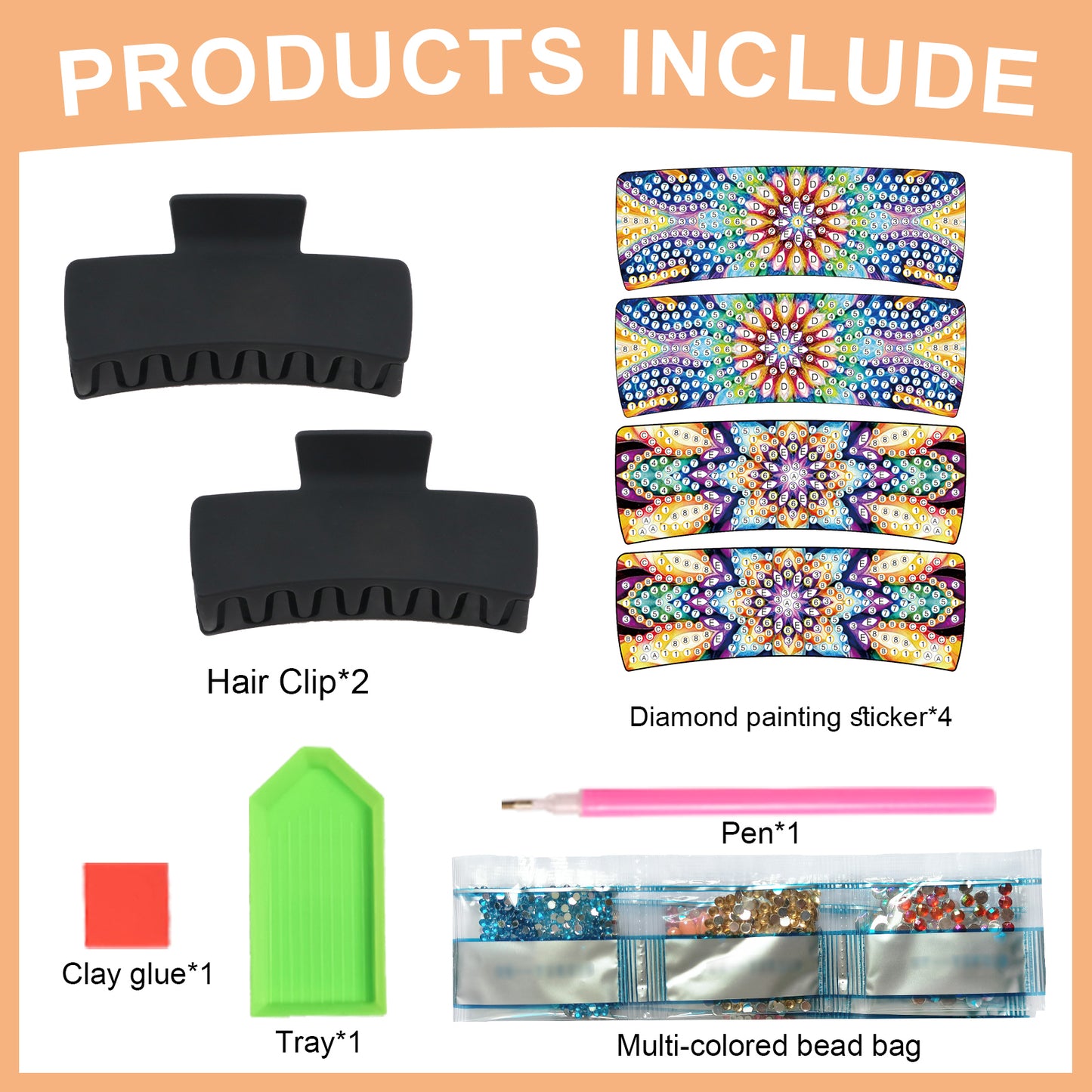 2PcsMandala DIY Diamond Hair Claw Clips Making Kit for Women Ladies   Girls