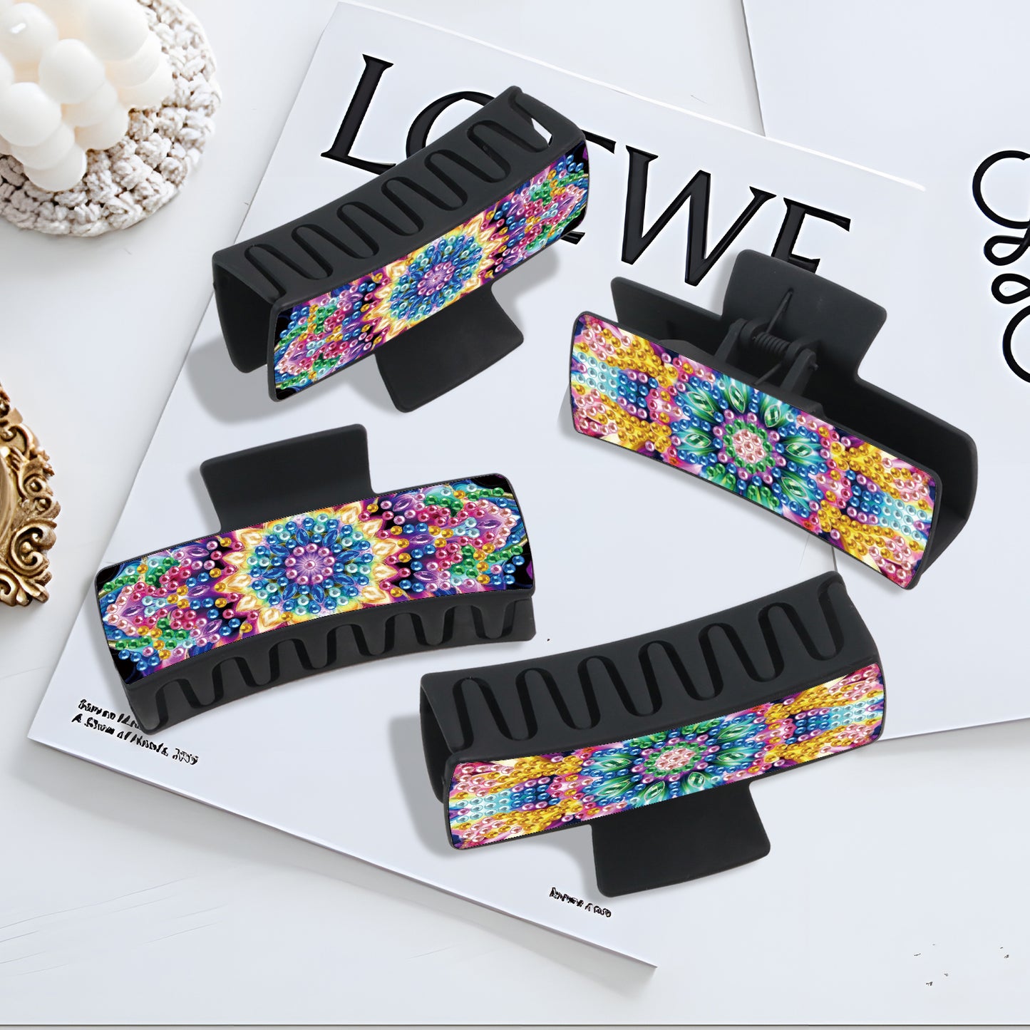 2Pcs Mandala DIY Diamond Hair Claw Clips Making Kit for Women Ladies   Girls