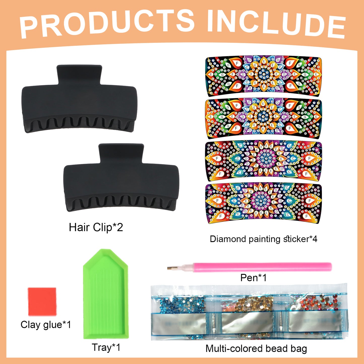 2Pcs Mandala DIY Diamond Hair Claw Clips Making Kit for Women Ladies   Girls