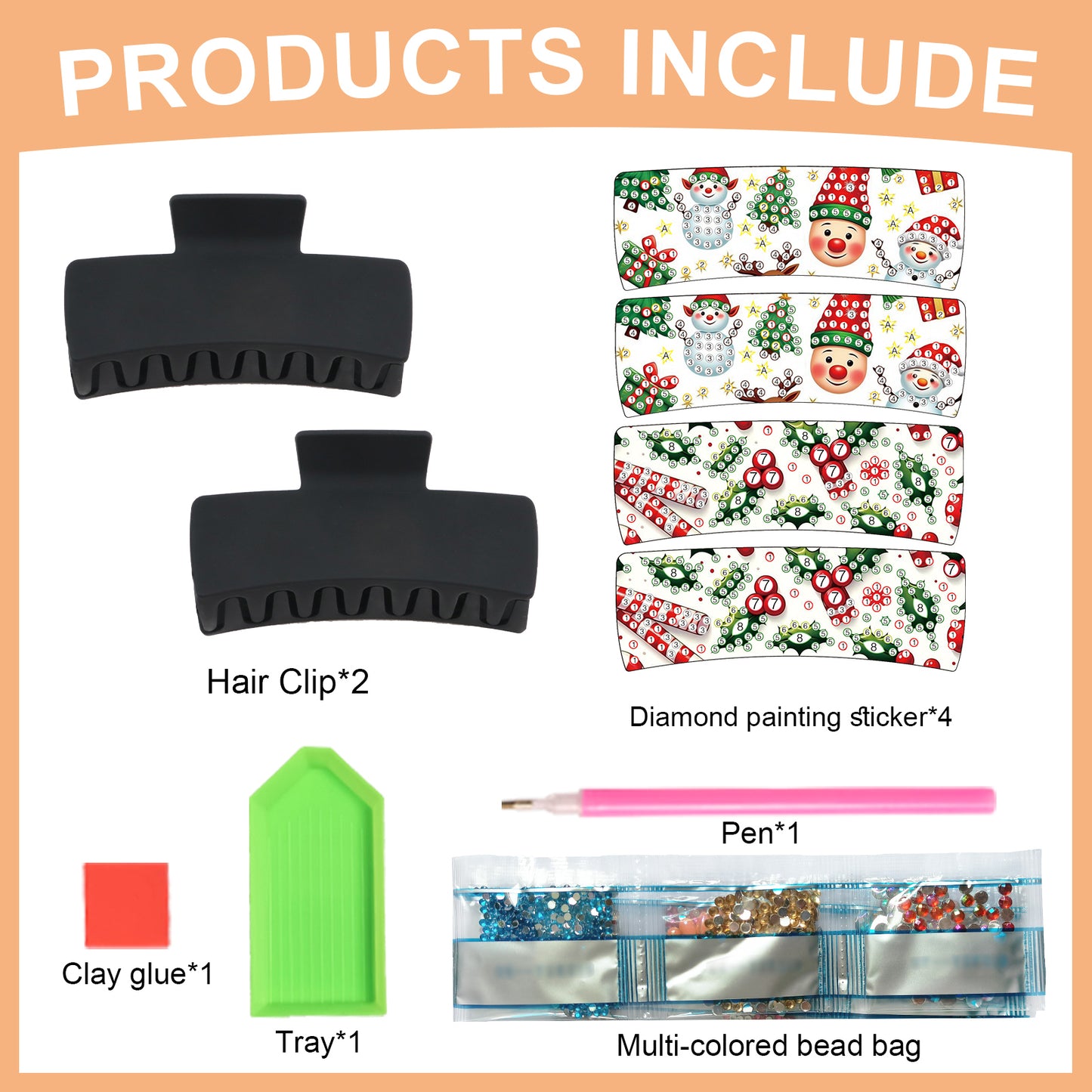 2Pcs Christmas DIY Diamond Hair Claw Clips Making Kit for Women Ladies   Girls