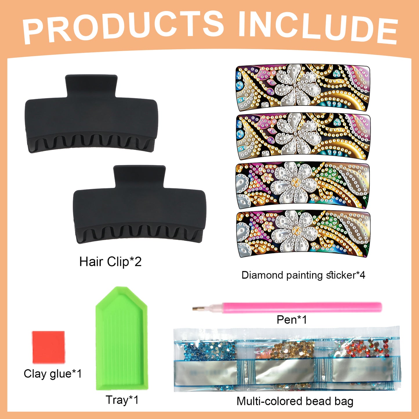 2Pcs Flowers DIY Diamond Hair Claw Clips Making Kit for Women Ladies   Girls