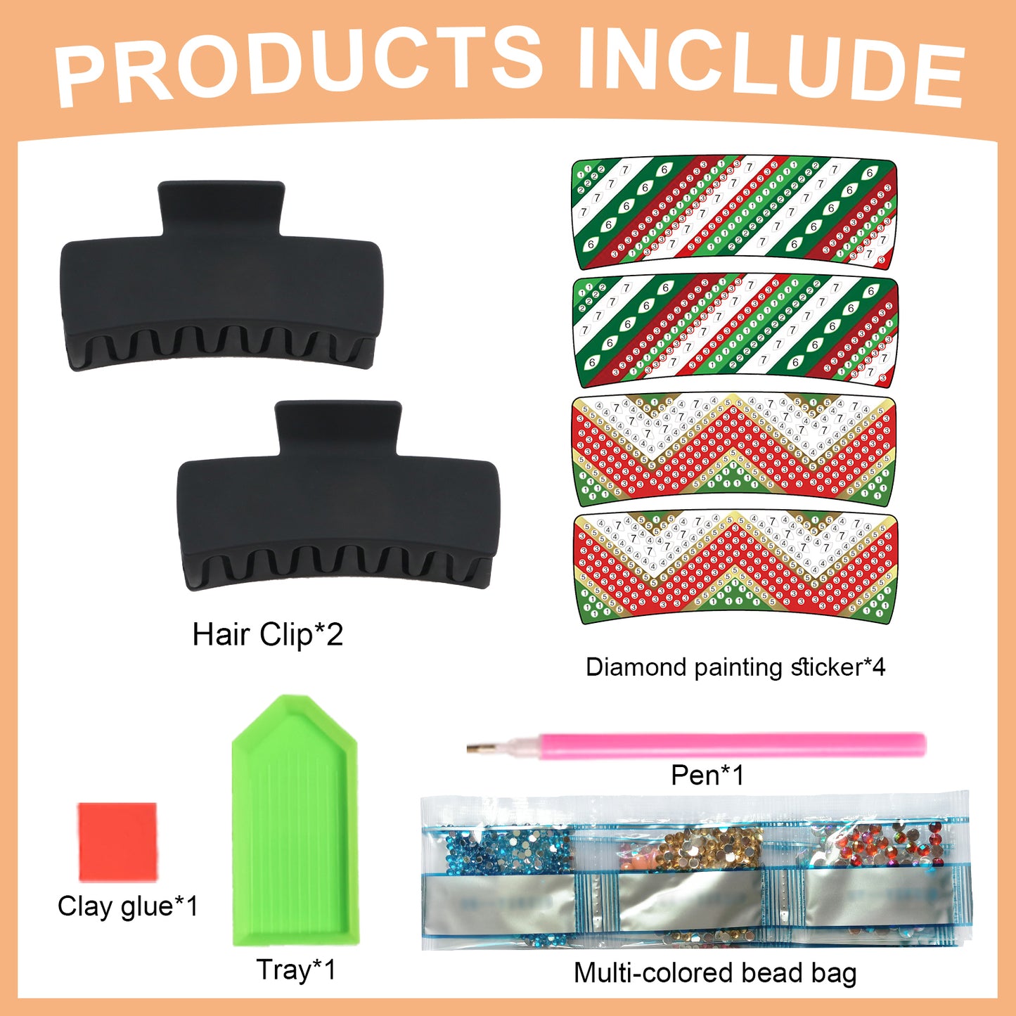 2Pcs Christmas DIY Diamond Hair Claw Clips Making Kit for Women Ladies   Girls