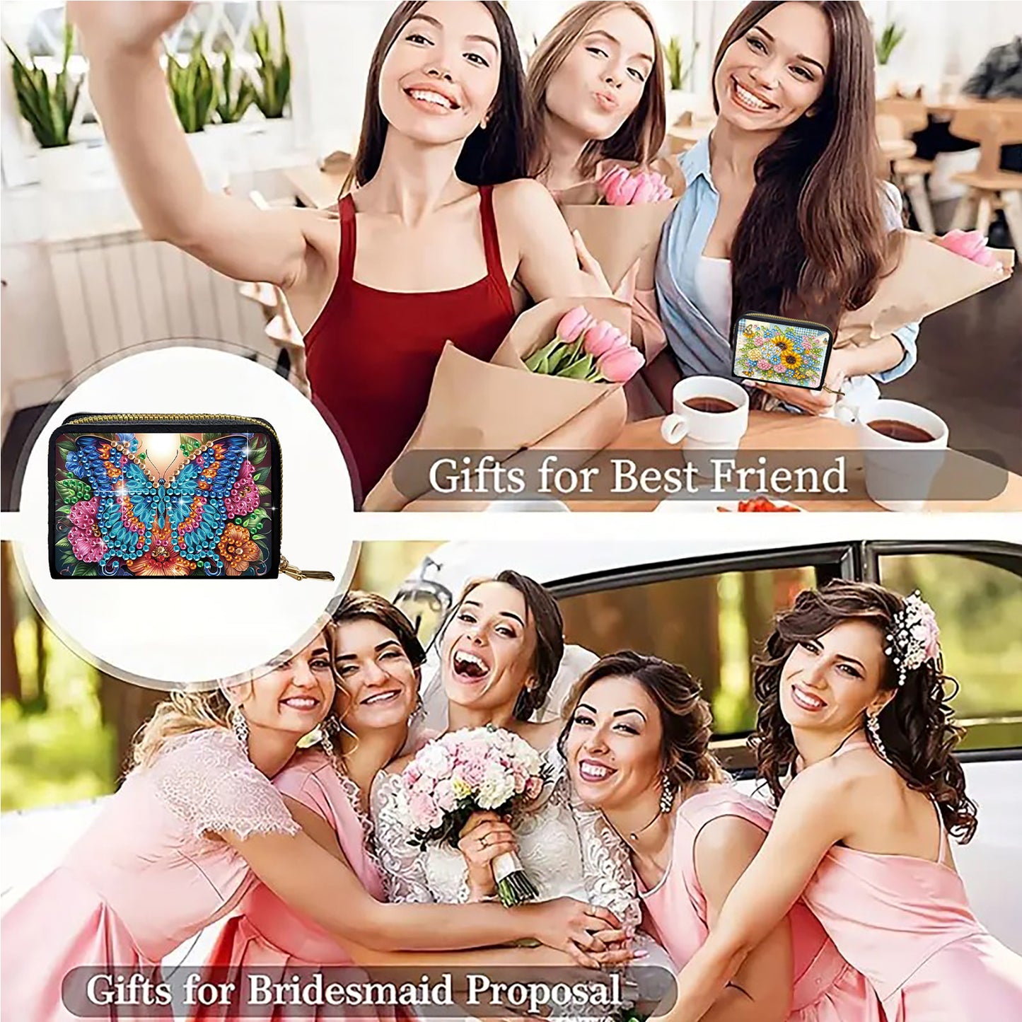 2pcs Hummingbird Butterfly Diamond Painting Fashion Card Holder Coin Purse