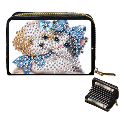 2pcs Cat Dog Pattern Diamond Painting Fashion Card Holder Compact Coin Purse