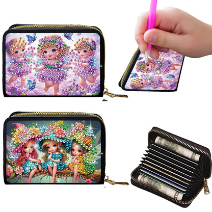 2pcs Elf Girl Pattern Diamond Painting Fashion Card Holder Compact Coin Purse