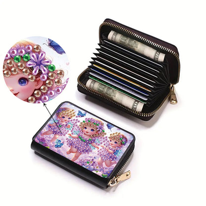 2pcs Elf Girl Pattern Diamond Painting Fashion Card Holder Compact Coin Purse