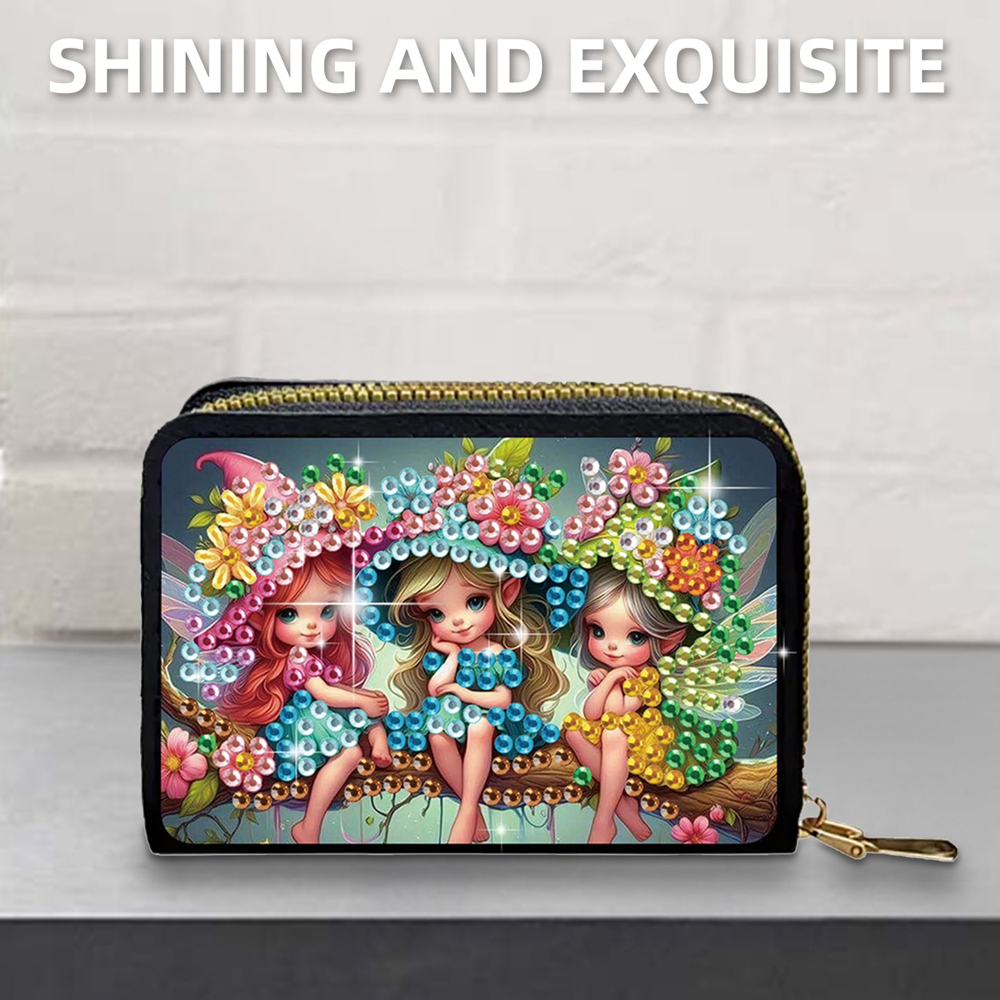 2pcs Elf Girl Pattern Diamond Painting Fashion Card Holder Compact Coin Purse
