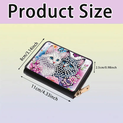 2pcs Cat Dog Pattern Diamond Painting Fashion Card Holder Compact Coin Purse