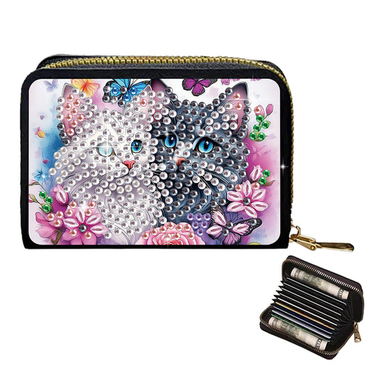 2pcs Cat Dog Pattern Diamond Painting Fashion Card Holder Compact Coin Purse