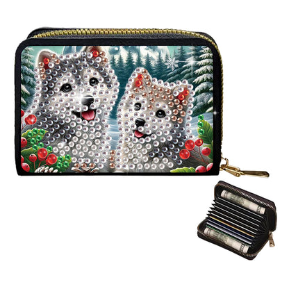2pcs Cat Dog Pattern Diamond Painting Fashion Card Holder Compact Coin Purse