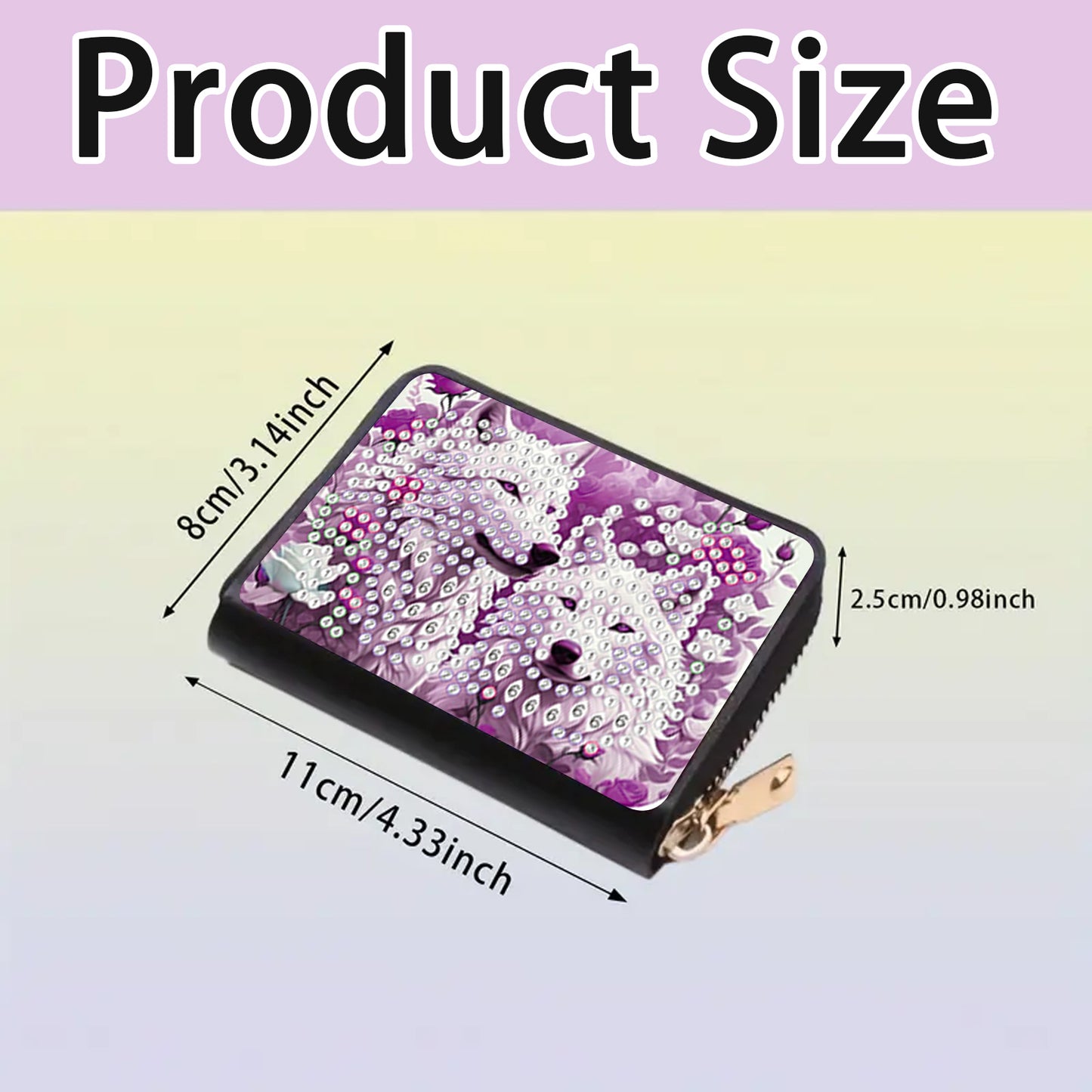 2pcs Wolf Pattern Diamond Painting Fashion Card Holder Compact Coin Purse