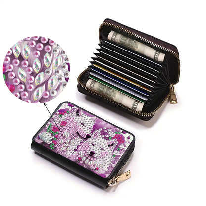 2pcs Wolf Pattern Diamond Painting Fashion Card Holder Compact Coin Purse