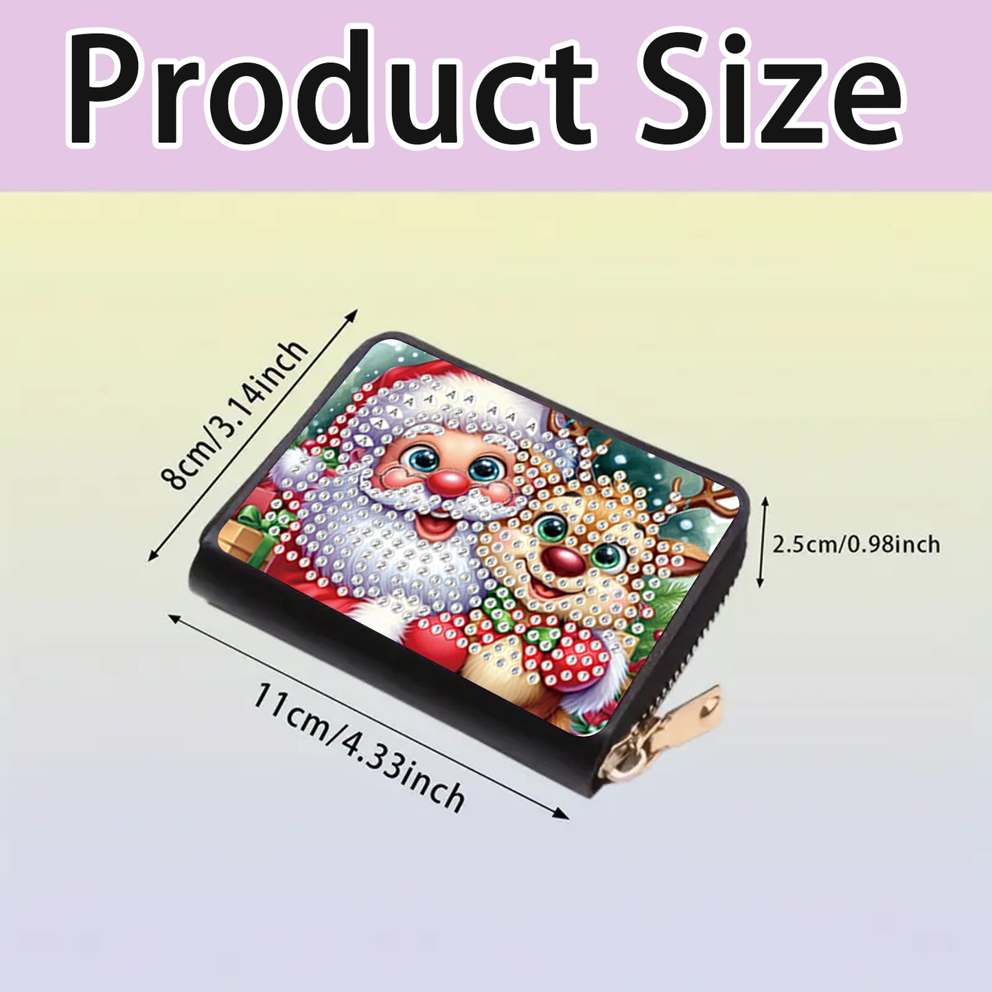 2pcs Santa Claus Snowman Diamond Painting Fashion Card Holder Compact Coin Purse