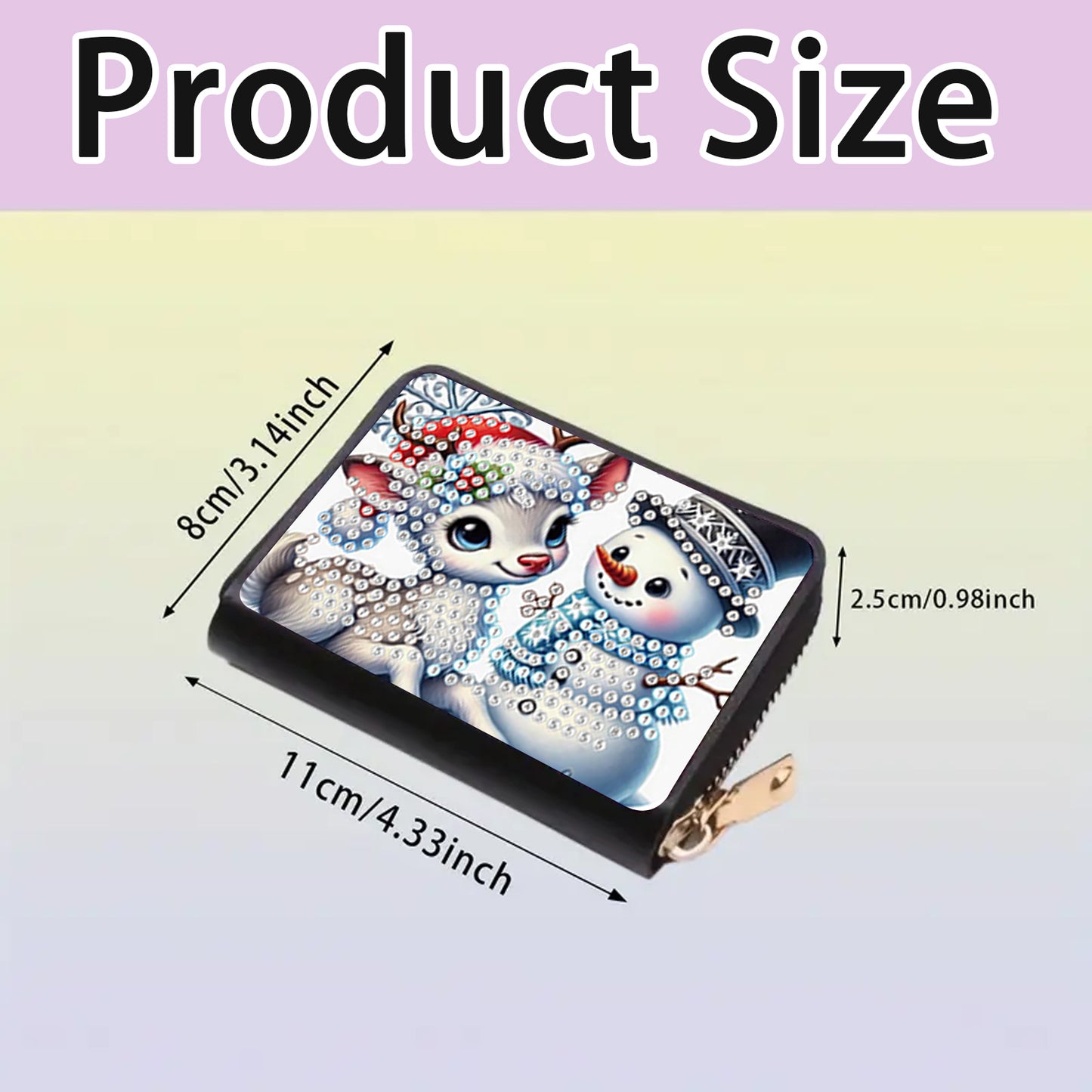 2pcs Santa Claus Snowman Diamond Painting Fashion Card Holder Compact Coin Purse