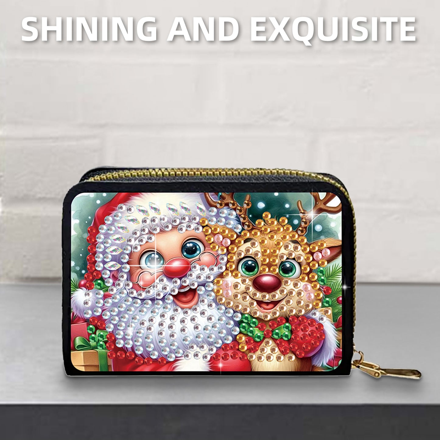 2pcs Santa Claus Snowman Diamond Painting Fashion Card Holder Compact Coin Purse